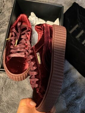 Rihanna Fenty x Puma Velvet Platform Sneakers - Burgundy